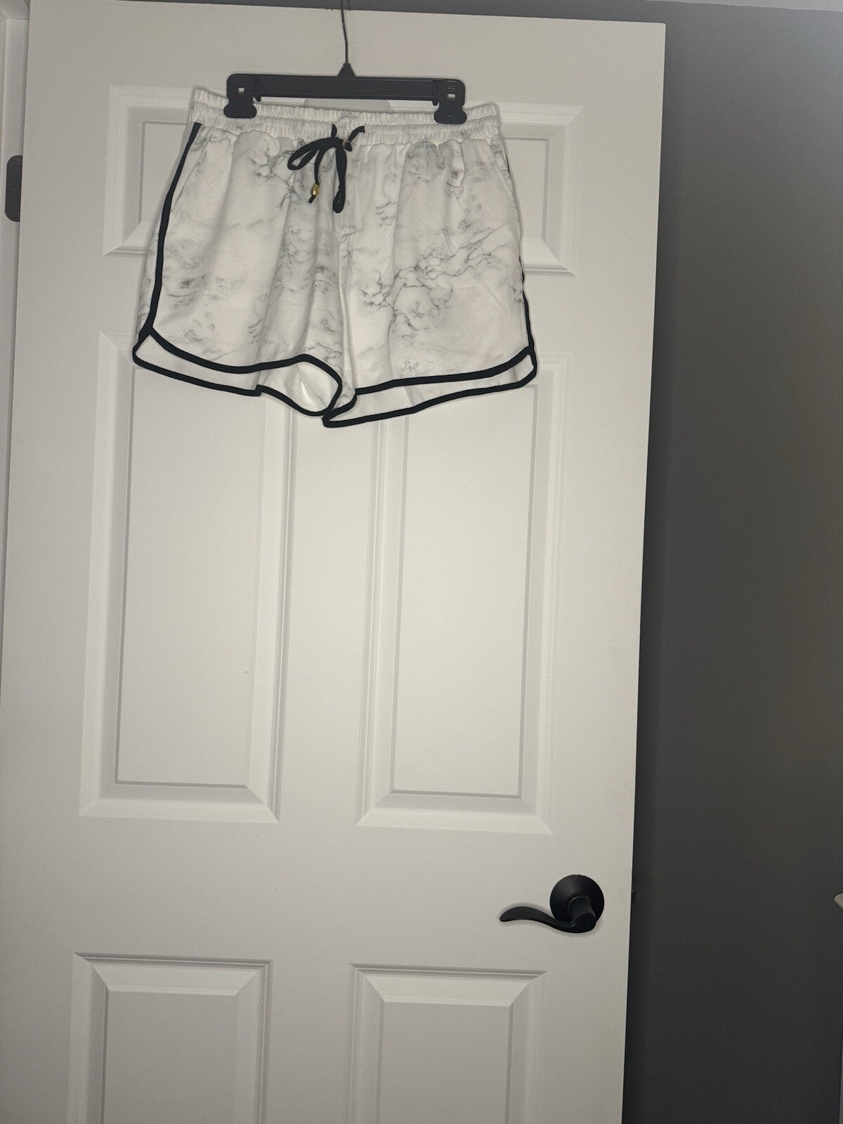 Jess Lea Shorts Xl White W Black Trim Gray Print 