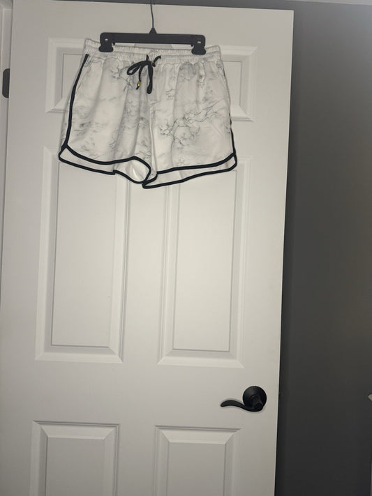 Jess Lea Shorts Xl White W Black Trim Gray Print 