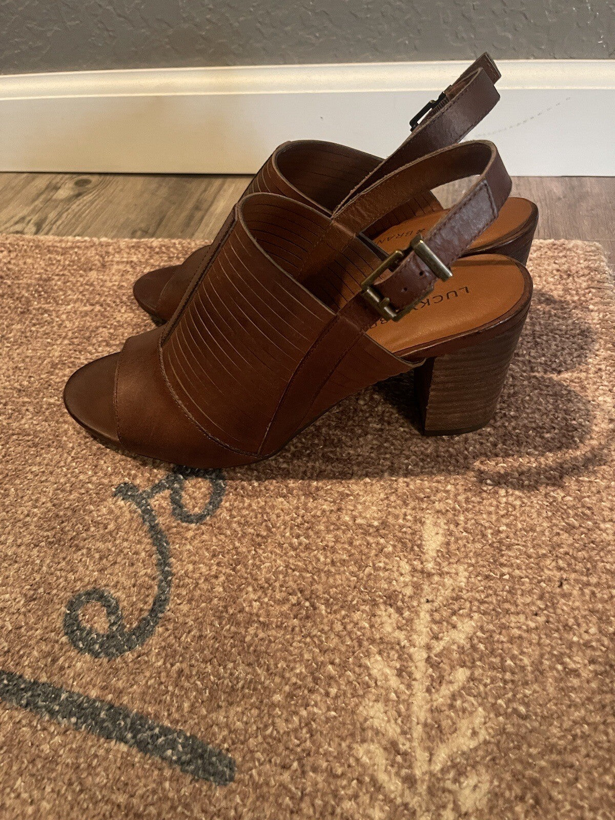 Lucky Brand Brown Strappy Heel Peep Toe 8.5 Brand New Mark As Shown