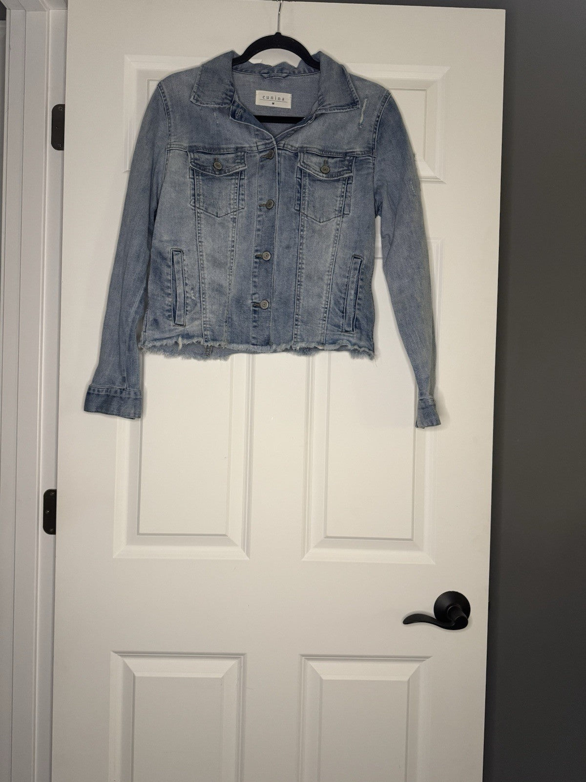 Eunina Distressed Jean Jacket Medium Frayed Style 3003