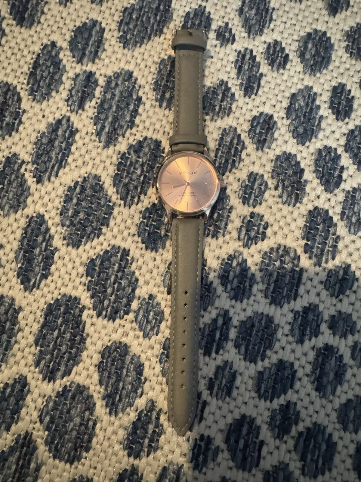 Monroe Classique Water Resistant Watch Gray Leather New In Bag 