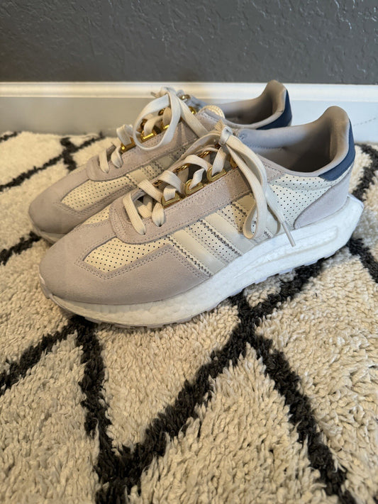 Adidas Sneakers Size 8.5 Grey And White W Blue 