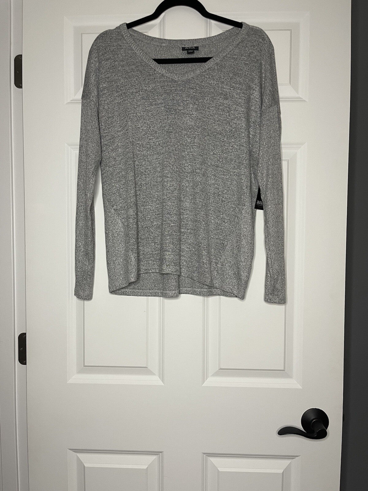 A New Approach Long Sleeve Blouse Gray Heathered Medium Nwt 