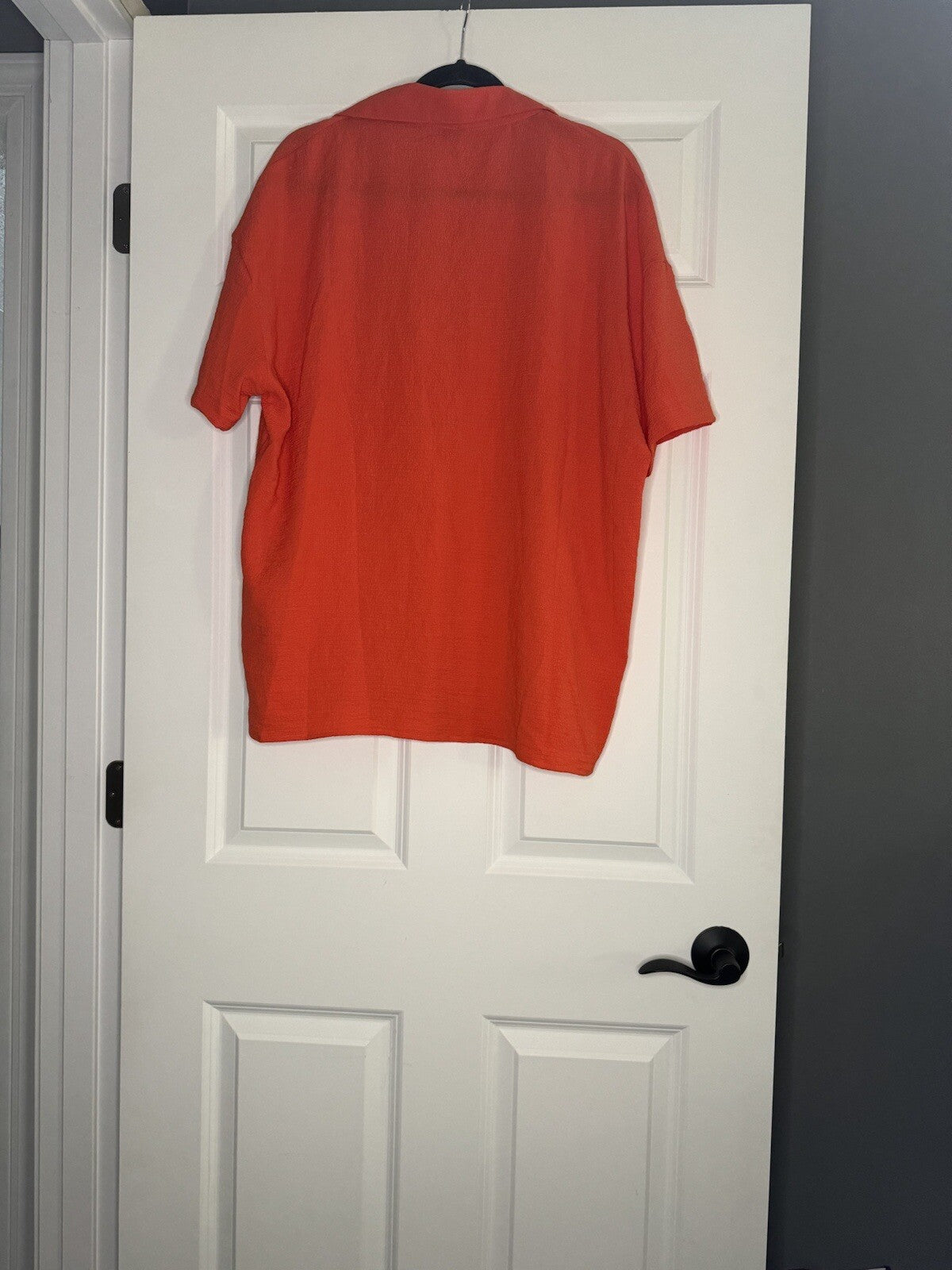 SHEIN 2 Piece Outfit Large Reddish Orange Shorts Button Up Short Sleeve 