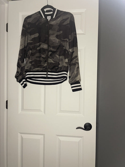 Peyton Jensen Jacket White Brown Black Iridescent Camo Print Small