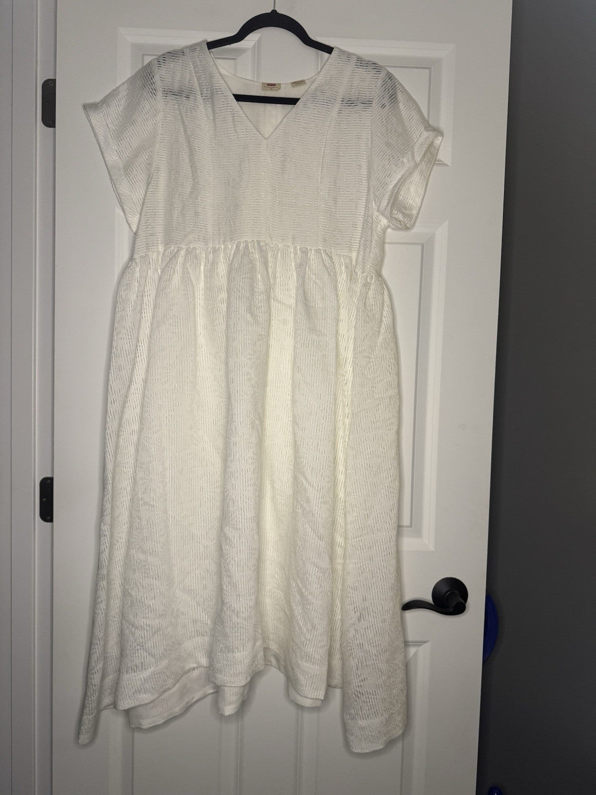 Levi Strauss Short Sleeve Dress XS White Textured Material 