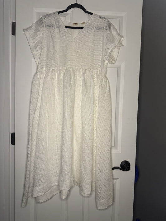 Levi Strauss Short Sleeve Dress XS White Textured Material 