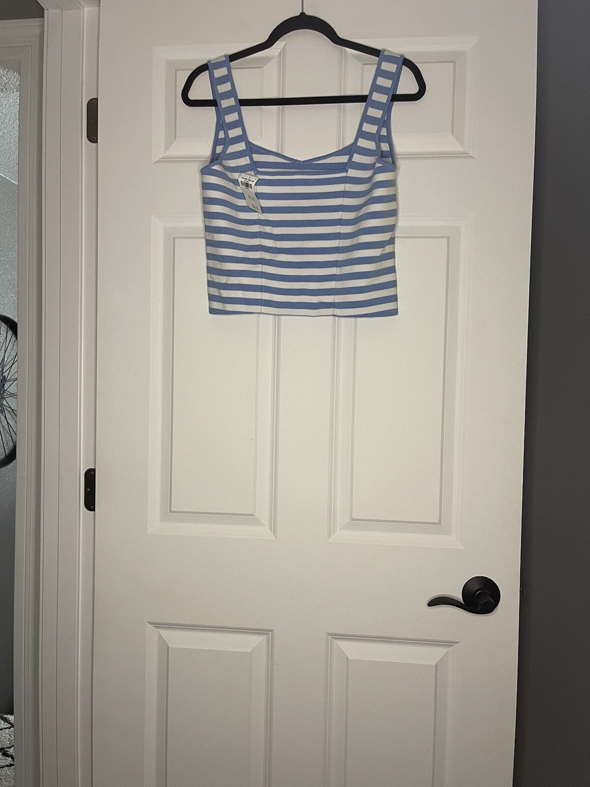 Abercrombie And Fitch Sleeveless Crop Sweater Large Blue White Stripe Nwt