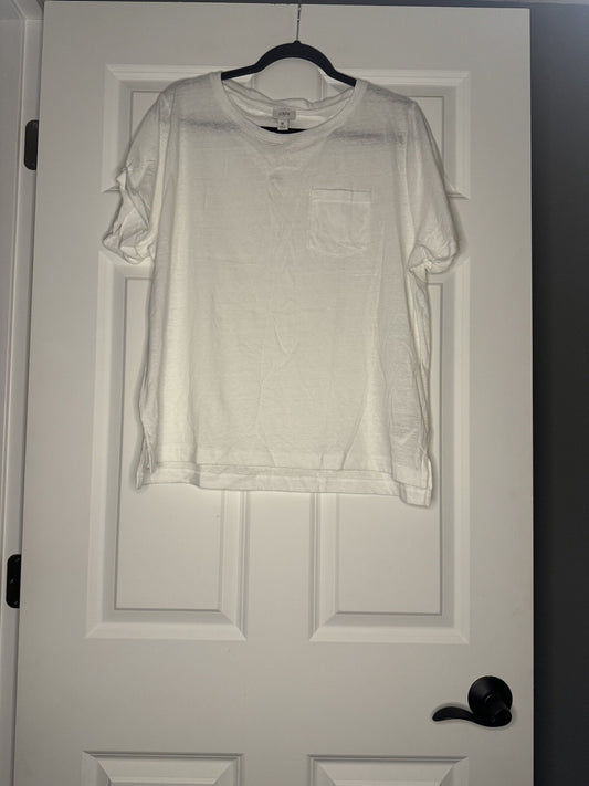 J Crew Short Sleeve T Shirt W Pocket Xl Slits In Side White Nwt 