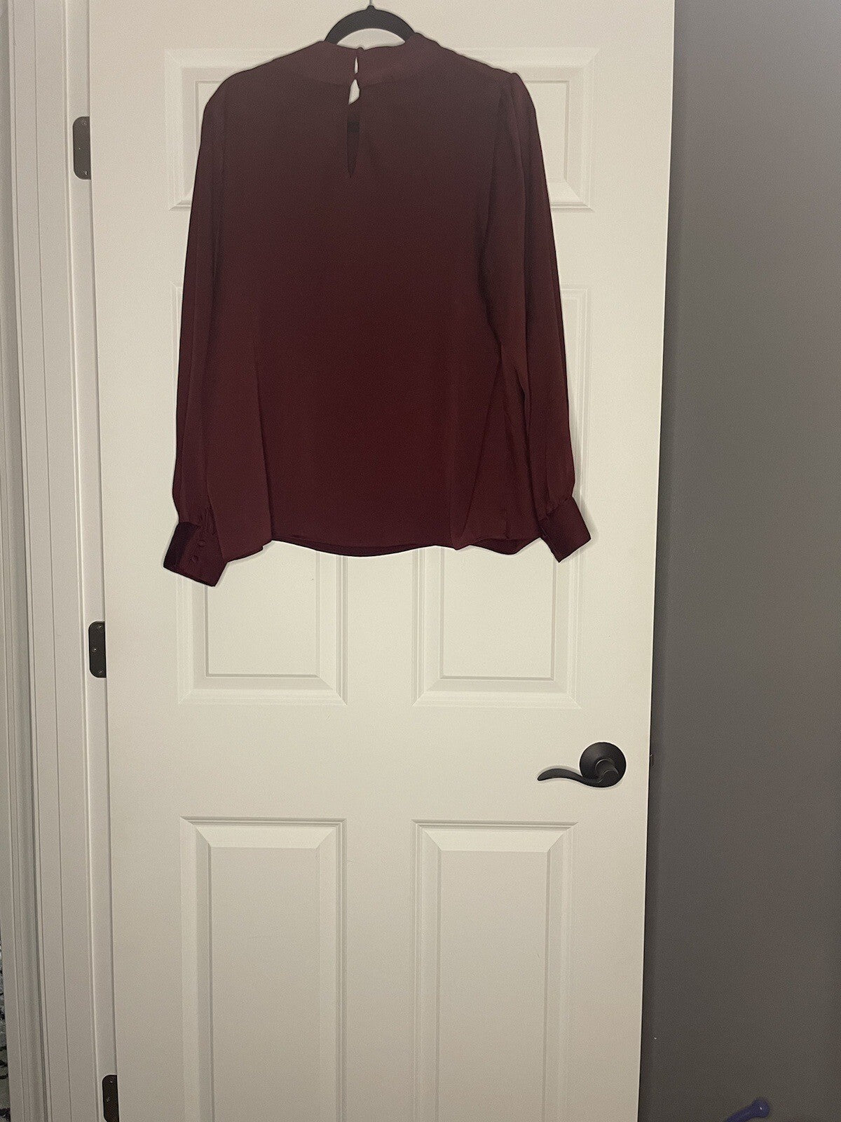 Express Long Sleeve Blouse Maroon Xl W Overlap In Front 