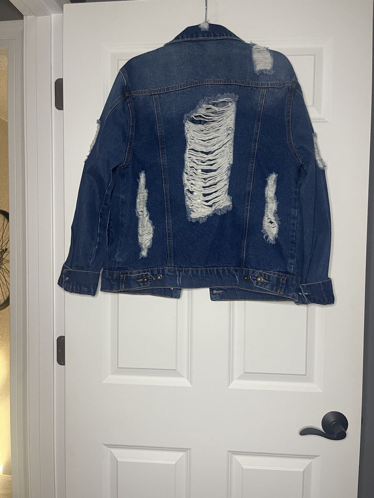 American blue distressed jean jacket large NWT