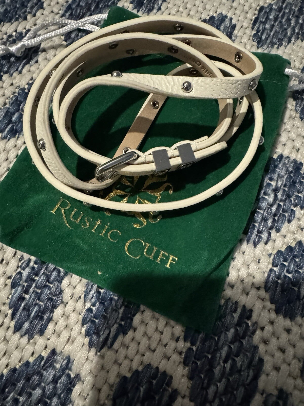 Rustic Cuff White Bracelet W Bag Small Markings Shown