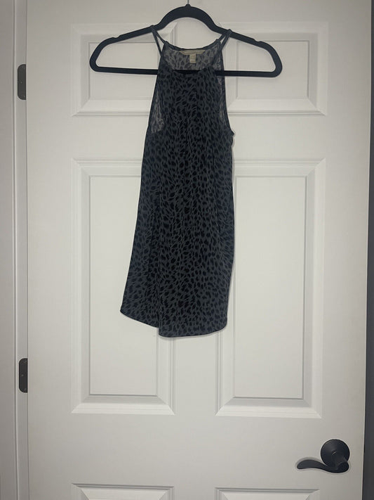 Banana Republic sleeveless blouse small gray with black print