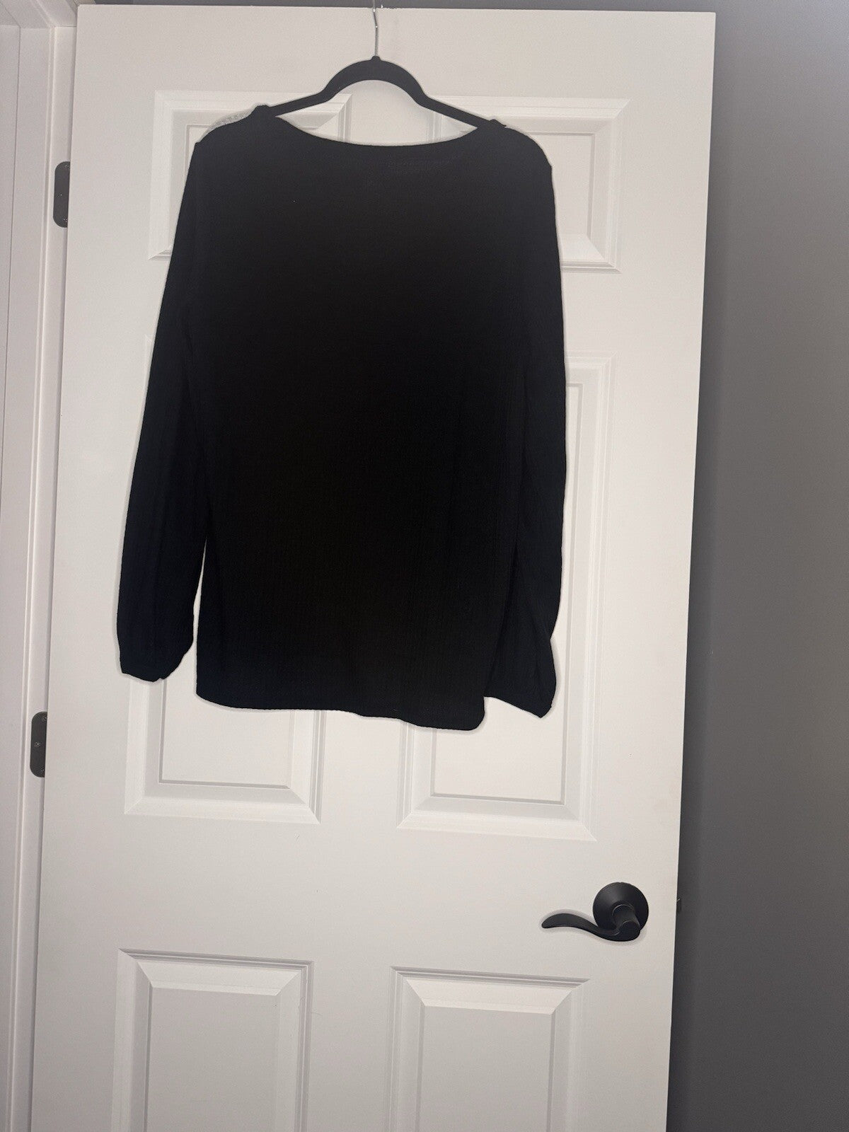 Bibi Long Sleeve Blouse Waffle Knit Black White Cut Out Chest Xl 