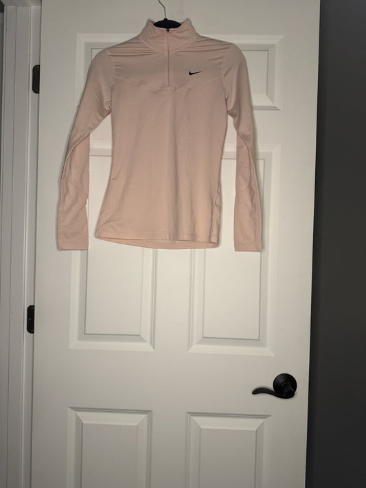 Nike Dri Fit Half Zip XS Light Pink Long Sleeve