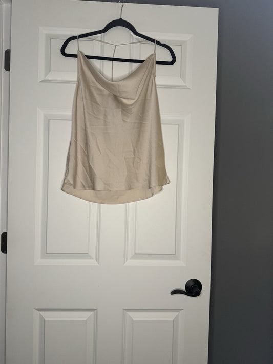 Express Sleeveless Blouse Beige Metallic Large Nwt 