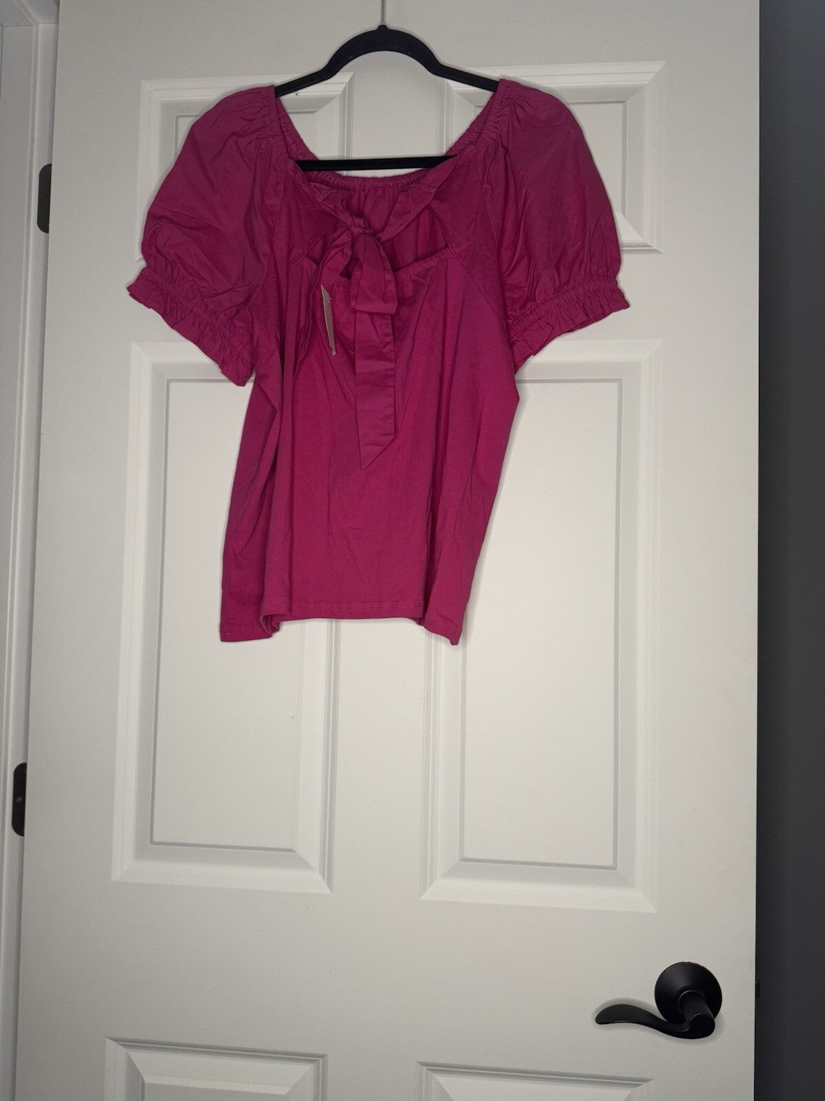 J Crew Short Ruffle Sleeve Blouse With Tie Back Large Pink Nwt 