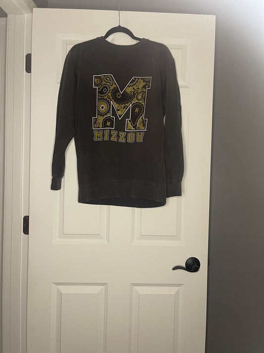 Comfort Colors Mizzou Crew Sweatshirt Gray With Gold Print