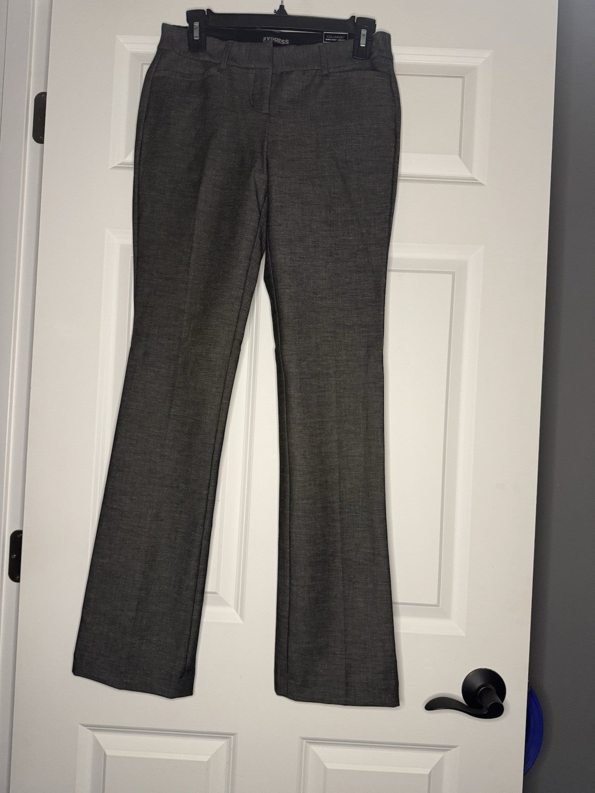 Express Columnist Barely Boot Slacks Low Rise 0 Regular Gray Black Mix Nwt 79