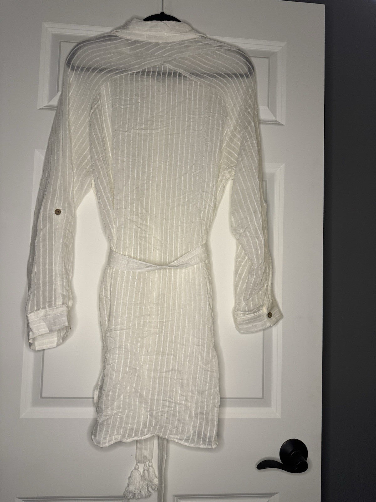 Coco Reef Swim Button Up Cover Up W Belt Off White Sheer Xl