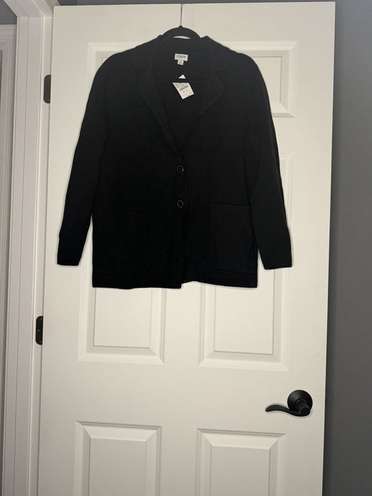 J Crew Cardigan Black With Pockets Medium Nwt Msrp 148.00