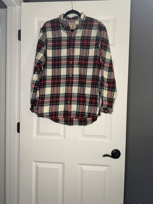 Redhead Flannel Women’s Medium Plaid Cream Red Green Yellow 