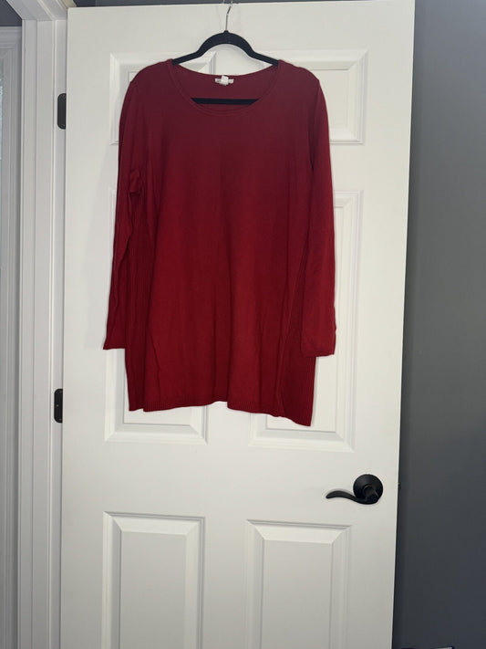J Jill Sweater Xl True Red Ribbed Sides Nwt Msrp 79.00