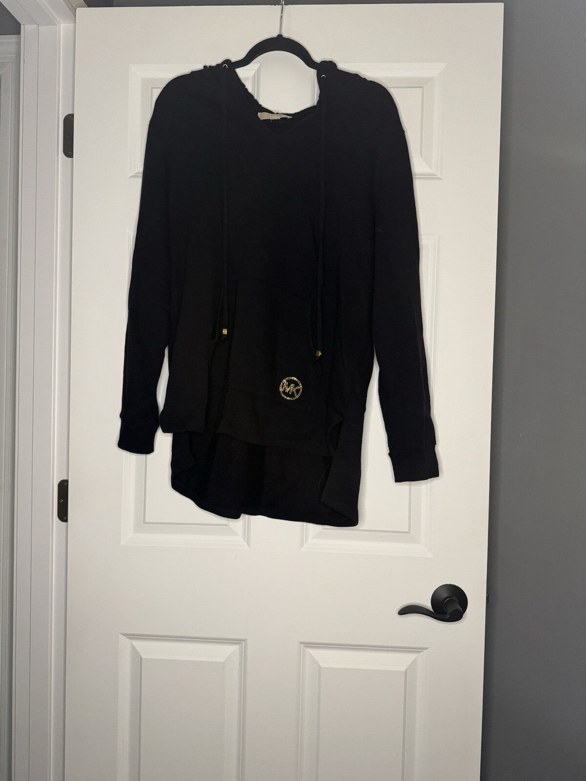 Michael Kors Hooded Sweater 1x Black W Gold Beaded Logo