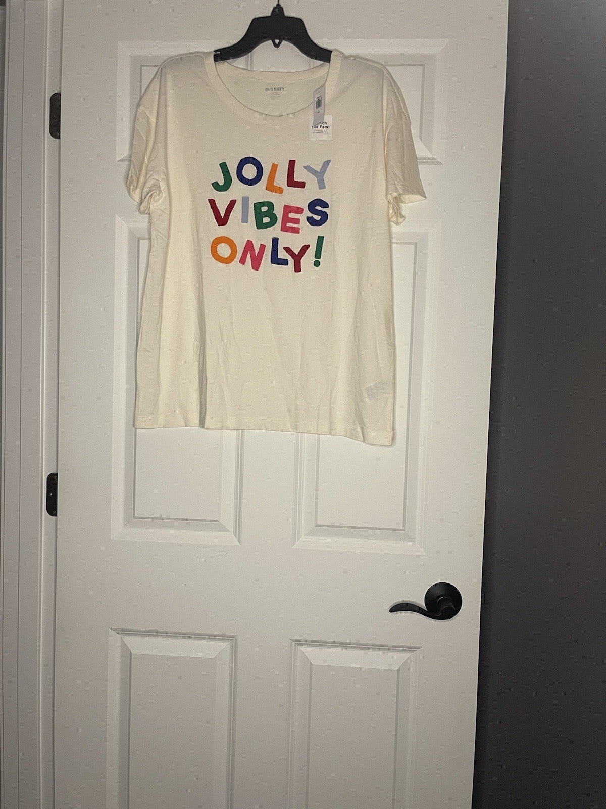 Old Navy Pajama T Shirt Large Tall Jolly Vibes Only Nwt Cream Multi