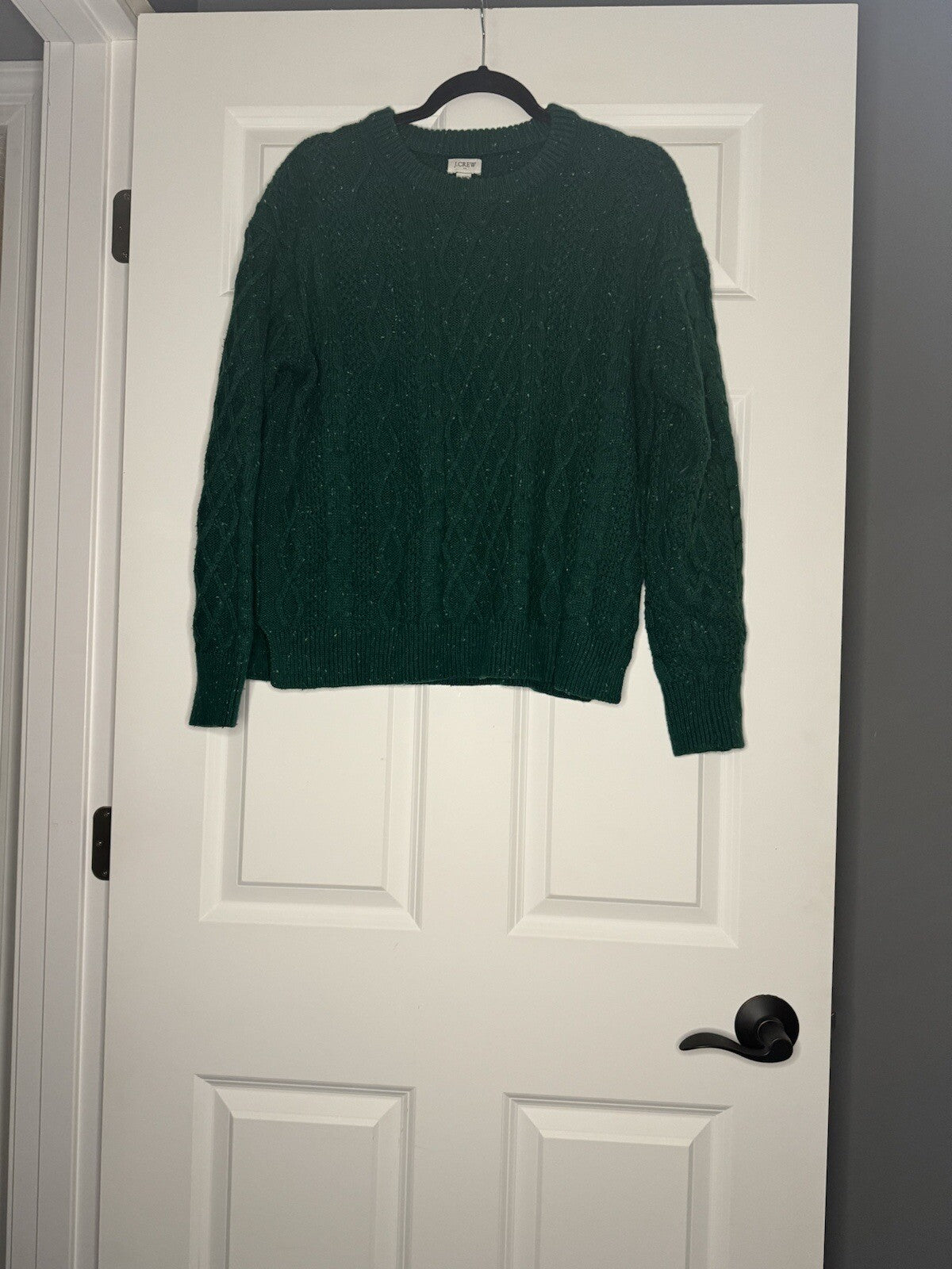 J Crew Sweater Large Green With Multi Green Stitching 