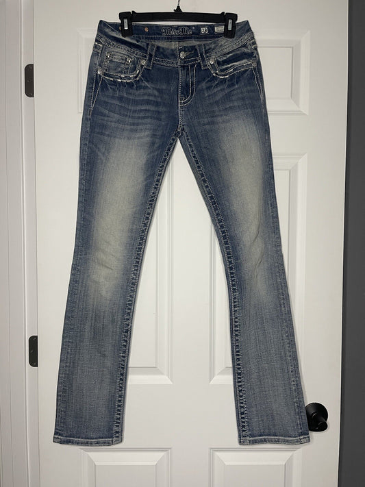 Miss me jeans size 28 signature straight blue style JE8383TL 