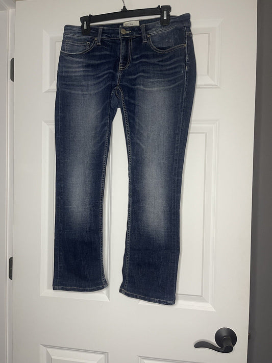 Bke Stella Straight Jeans 28r 31.5 Length Blue