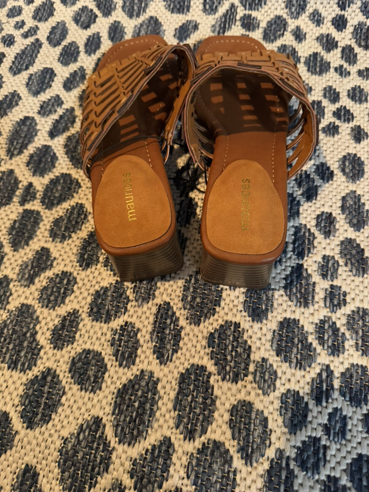 Maurice’s Peyton Slip On Sandals W Heel Brown 8 Brand New 