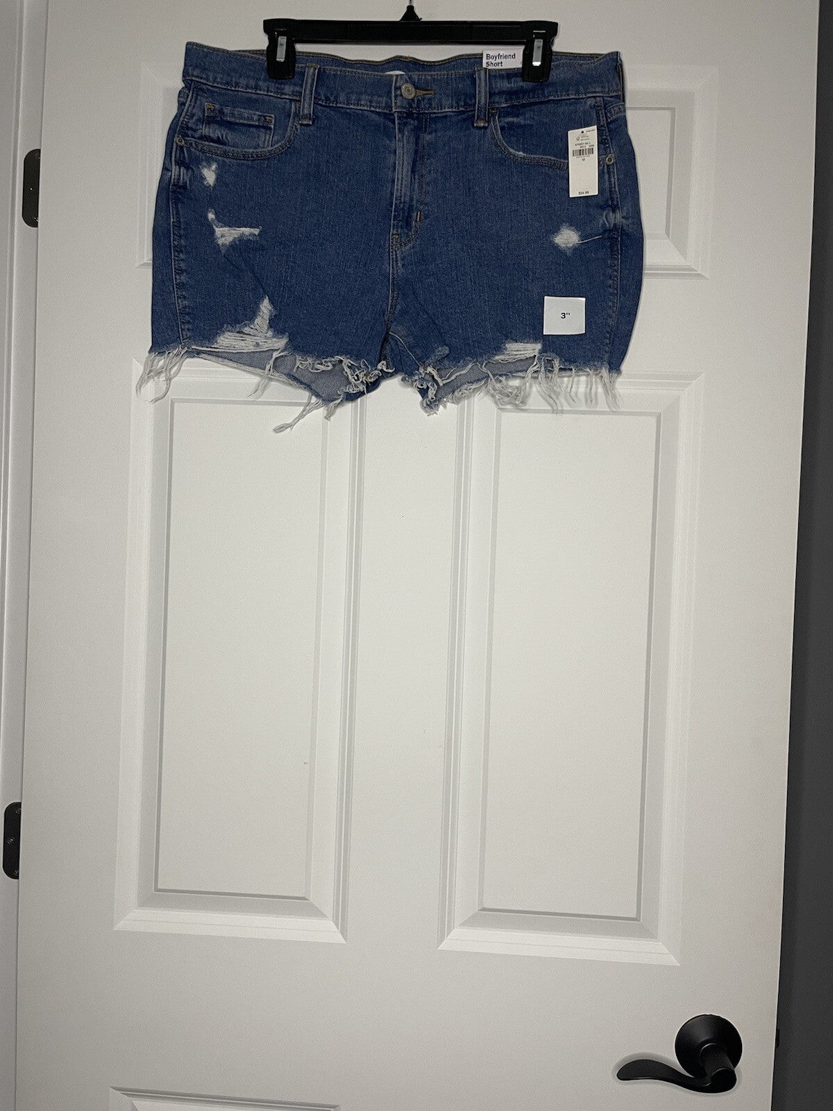 Old Navy Mid Rise Boyfriend Shorts Size 12 Distressed Blue Nwt 