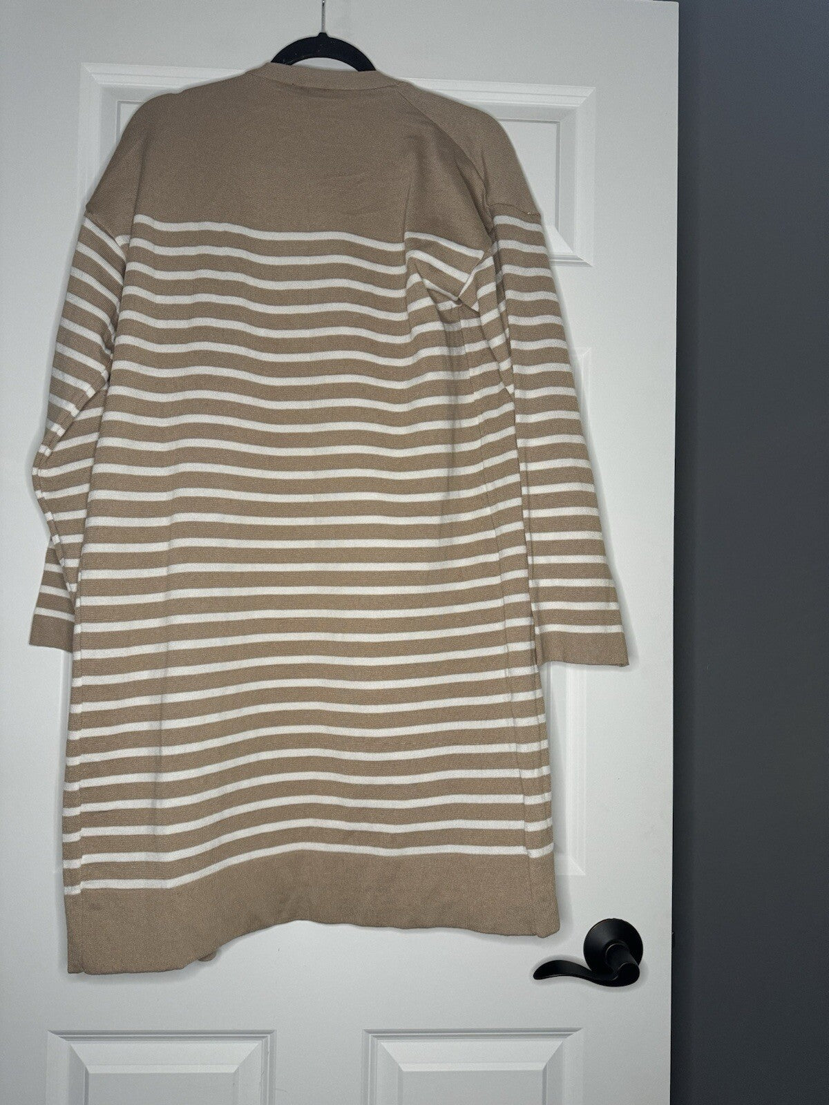 Cozy Co Cardigan 1x Tan Cream Stripe W Pockets 