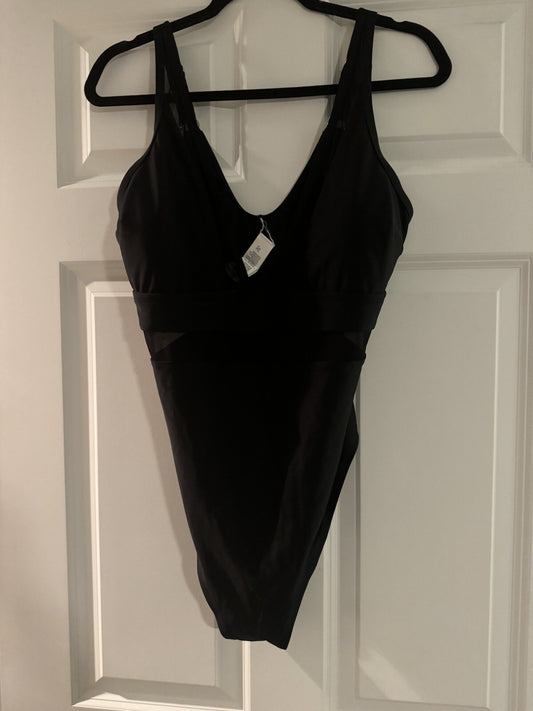 Cupshe One Piece Swimsuit Black 1x Mesh Detail Brand New