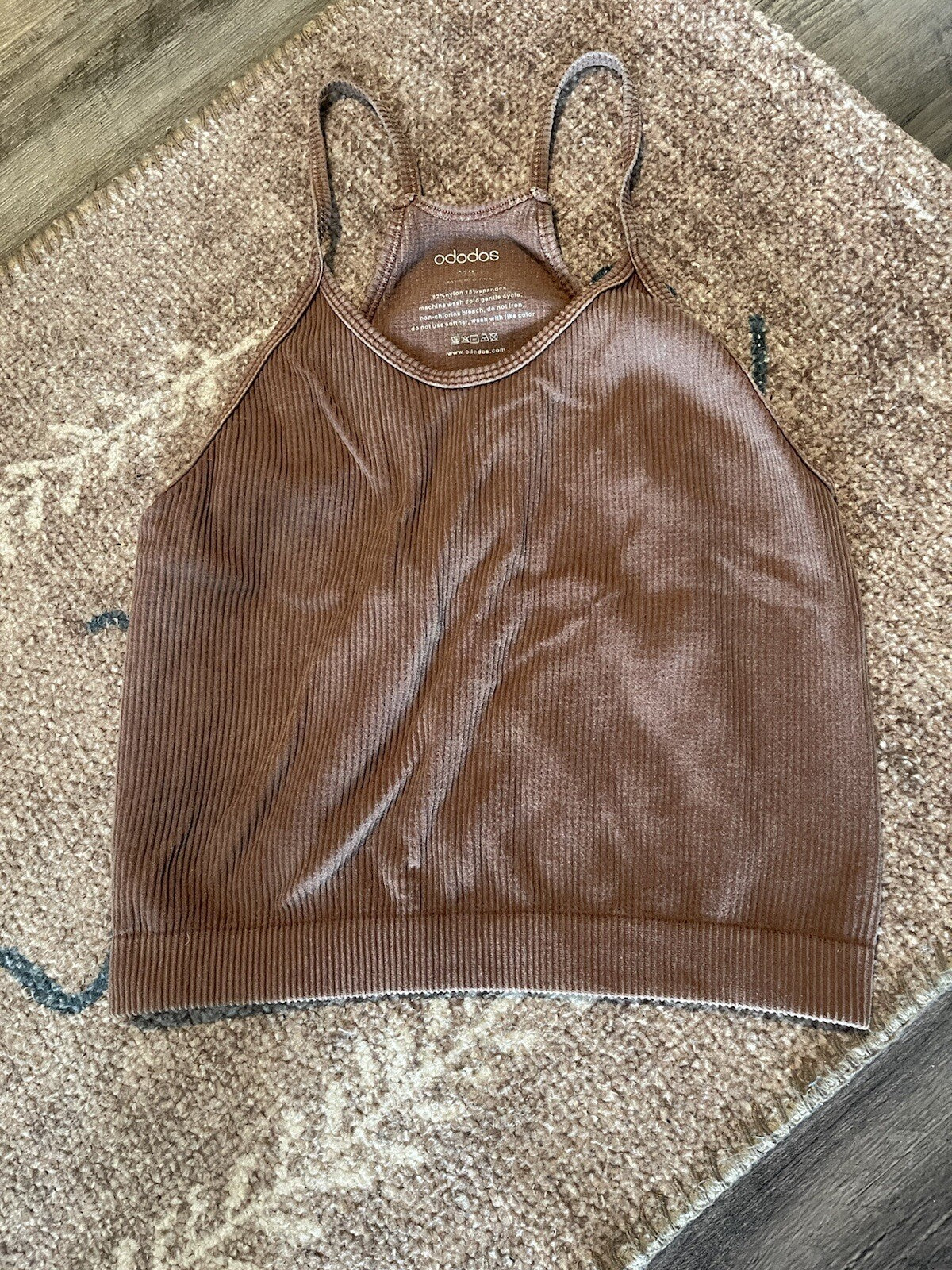 Ododos crop tank m/l mauve ribbed 