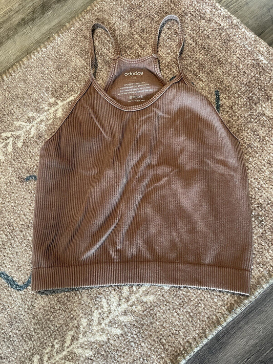 Ododos crop tank m/l mauve ribbed 