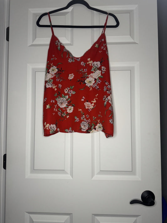 Socialite Sleeveless Blouse Medium Red W Multi Floral 