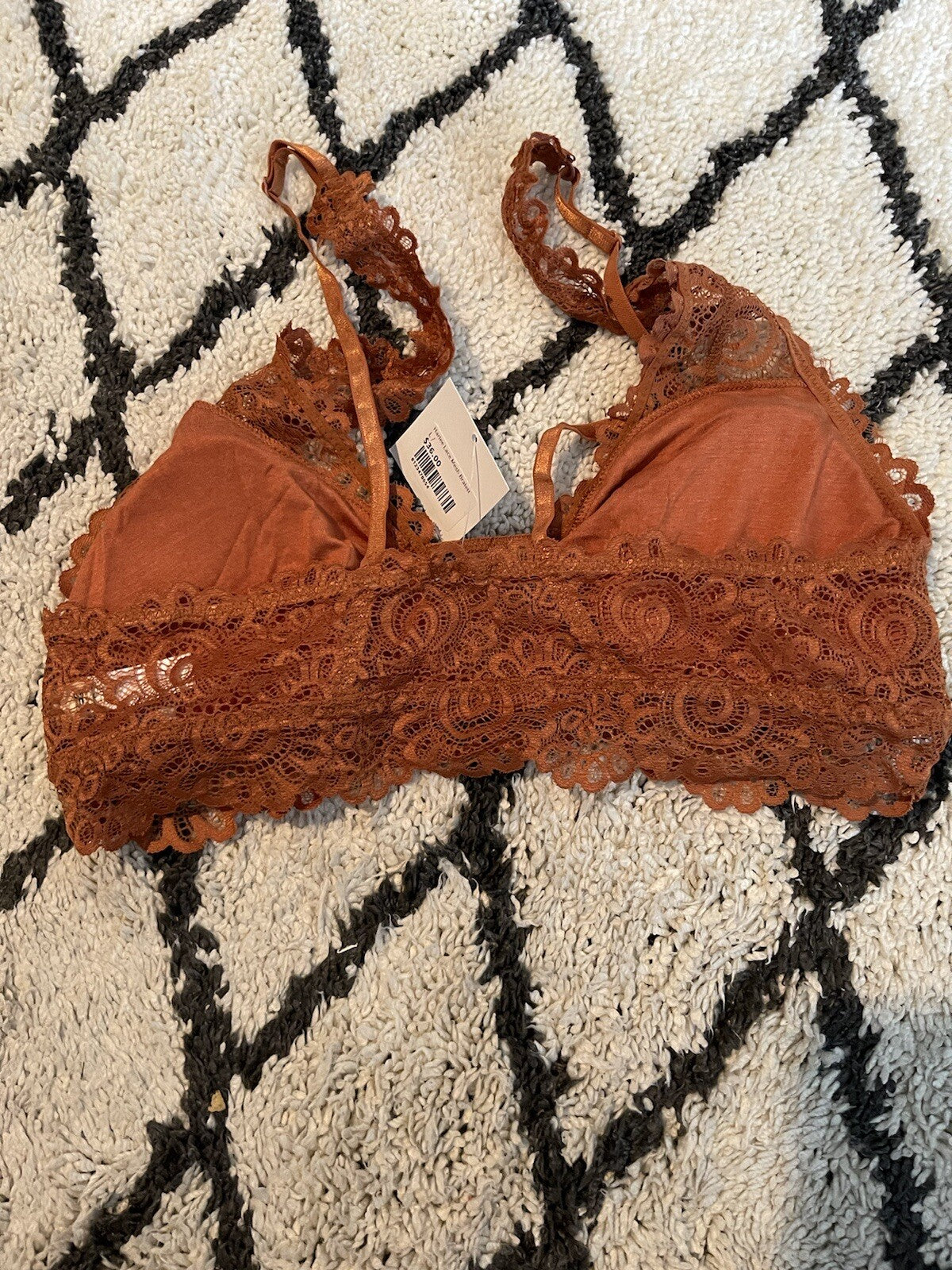 Listicle Harlee Lace Mesh Bralette Large Orange Nwt 