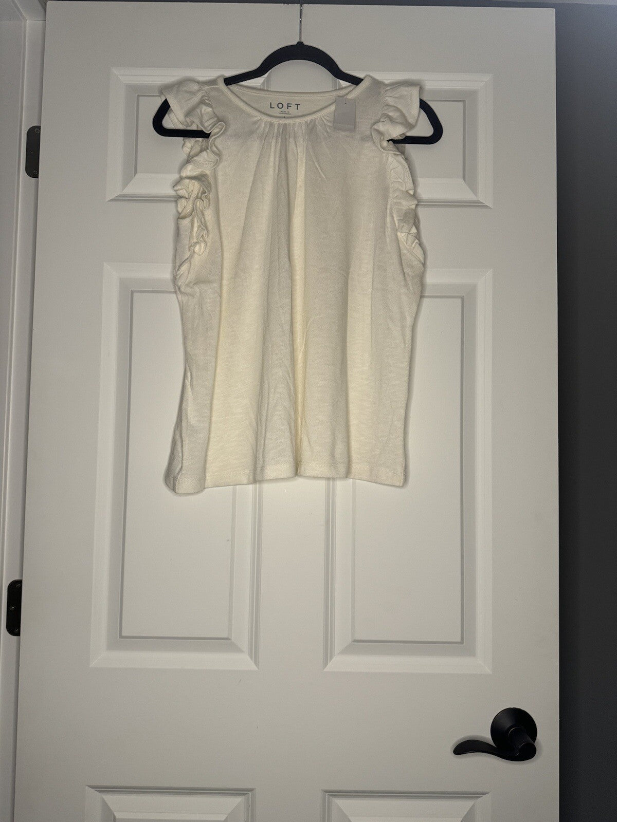 Loft Ruffle Sleeve Blouse Ivory Large Nwt 