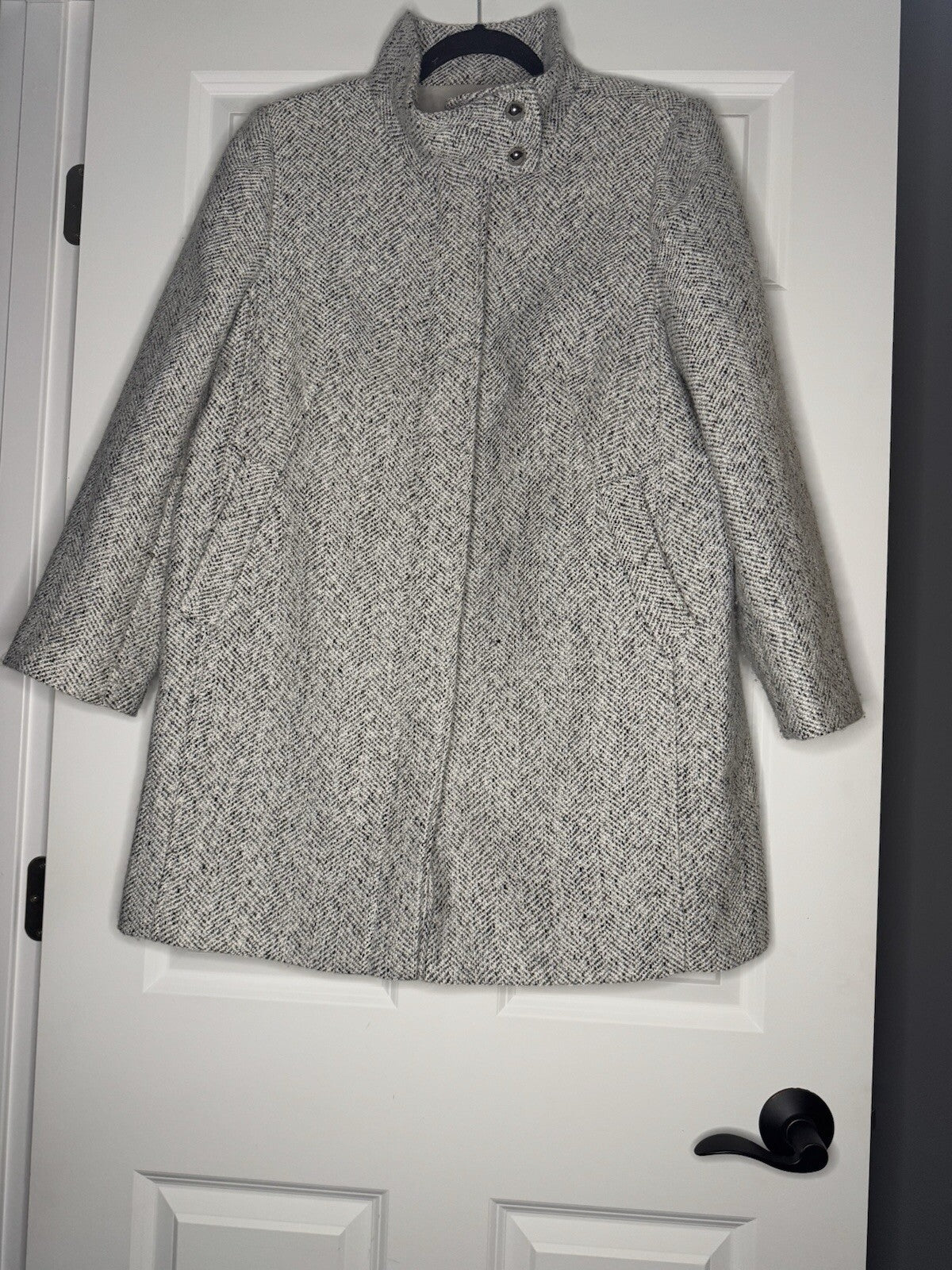 Loft Coat Large Petite White Black Mix 