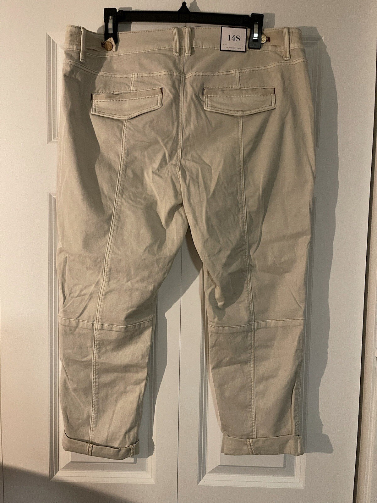 White house black market the straight crop jeans 14 short beige nwt