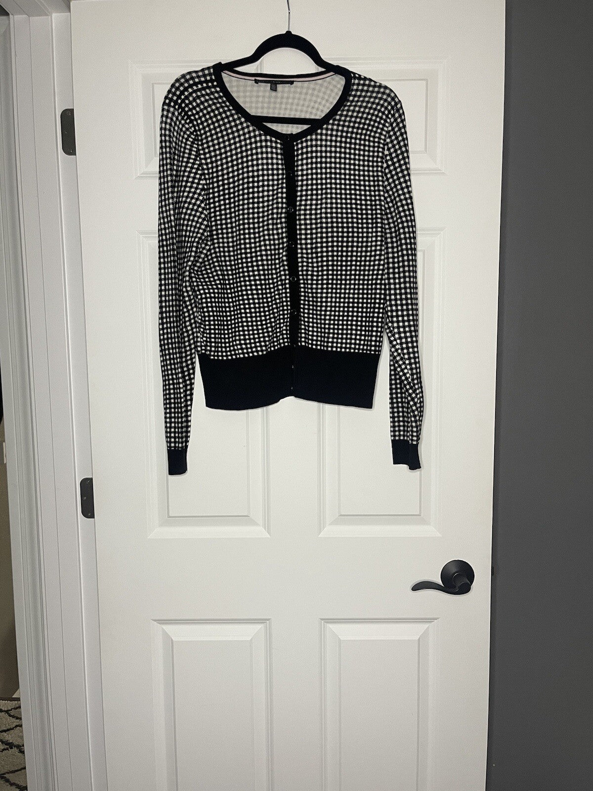 White House Black Market Cardigan Xl Black White Checkered 