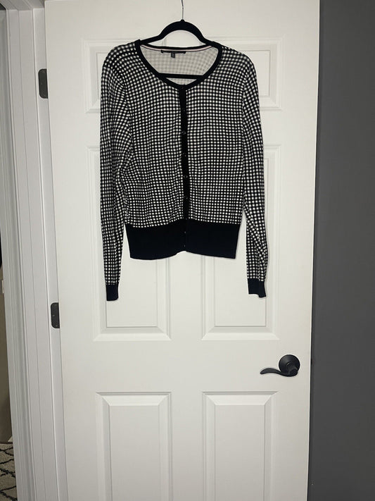 White House Black Market Cardigan Xl Black White Checkered 