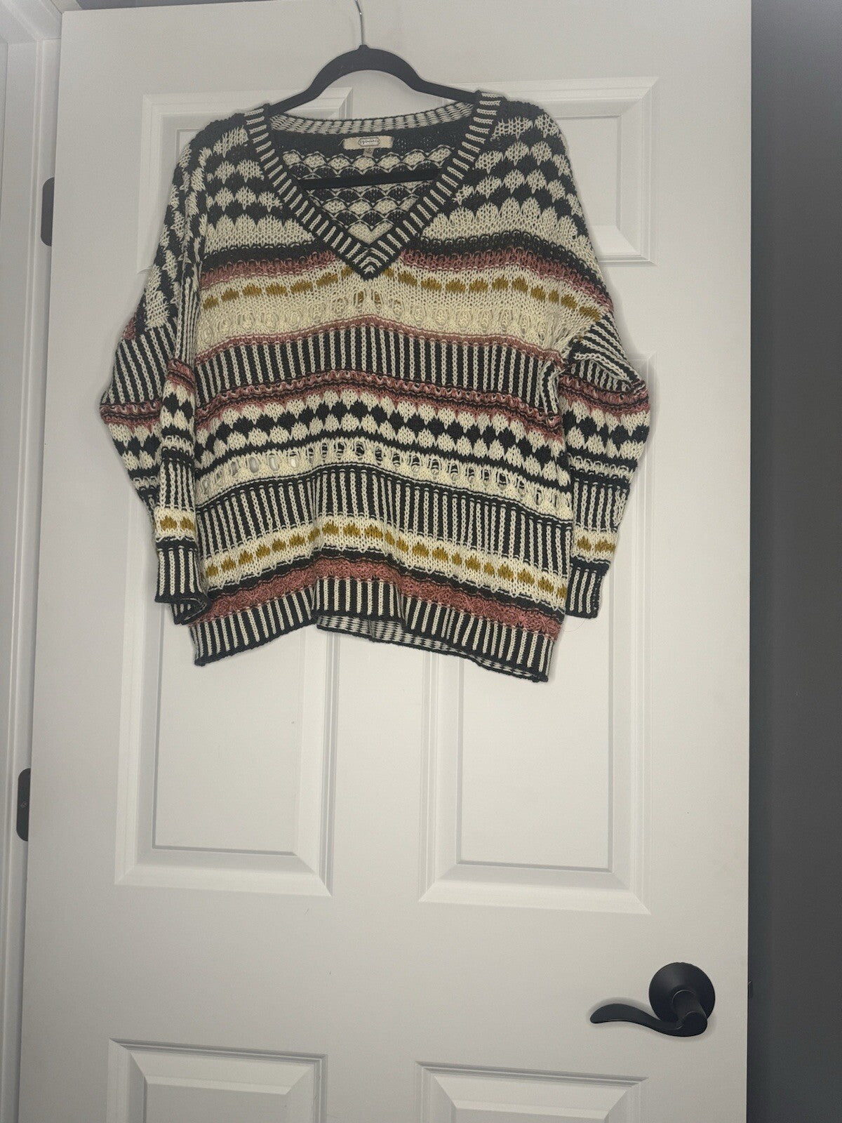 Gimmicks Knit Sweater Large Blue Cream Mustard Mauve 