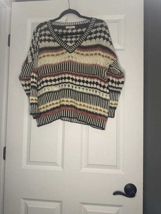 Gimmicks Knit Sweater Large Blue Cream Mustard Mauve 