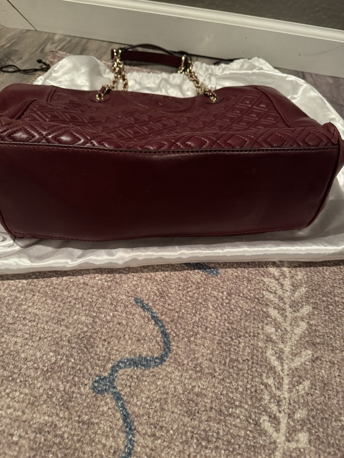 Tory Burch Shoulder Tote With Wallet Maroon Print 