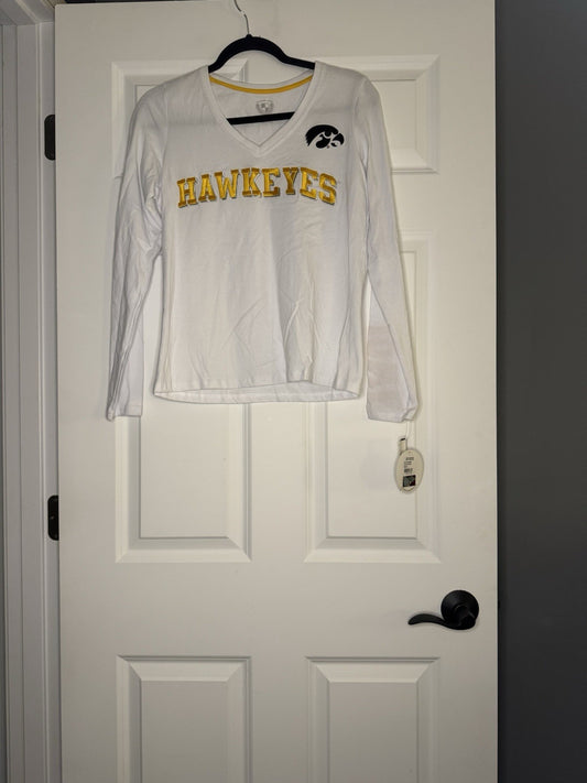 The License House Iowa Hawkeyes Long Sleeve Small White Black Yellow Silver Nwt