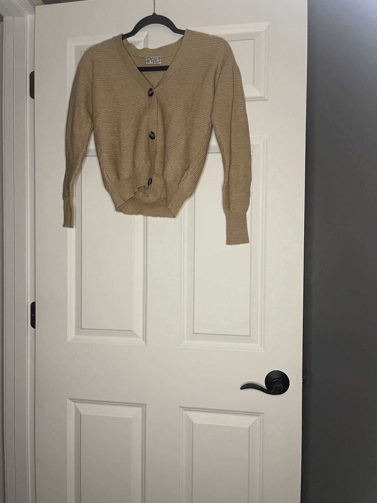 Poof Apparel Ribbed Cardigan Brown Small